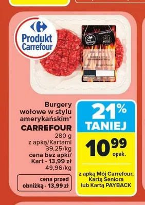 Burgery wołowe w stylu amerykańskim Carrefour promocja w Carrefour Market