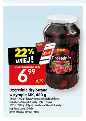 Czereśnie drylowane w syropie MK promocja w Twój Market