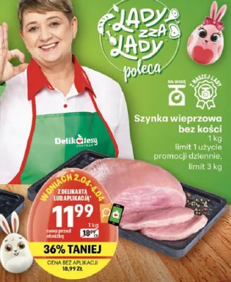 Szynka wieprzowa bez kości promocja w Delikatesy Centrum