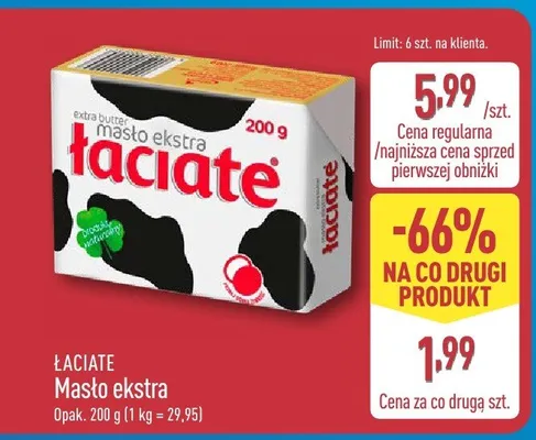 Masło ekstra Łaciate promocja w Aldi