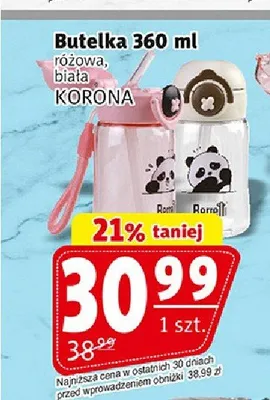 Butelka Korona 360 ml różowa promocja w Prim Market