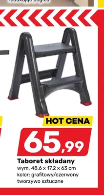 Taboret składany 48,6x17,2x63 cm grafitowy/czerwony promocja w Bricomarche