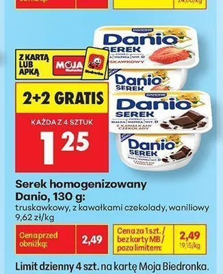 Serek homogenizowany Danio waniliowy promocja w Biedronka