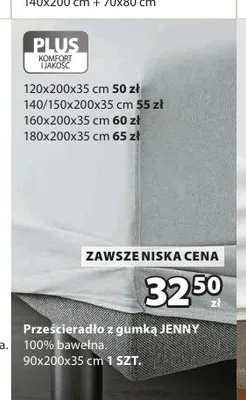 Prześcieradło z gumką Jenny 120x200x35 cm promocja w Jysk