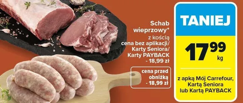 Schab wieprzowy z kością promocja w Carrefour