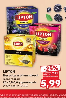 Herbata w piramidkach Lipton Blue Fruits promocja w Kaufland