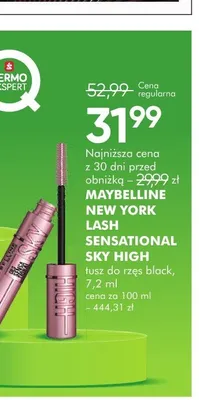Tusz do rzęs black Maybelline New York Lash Sensational Sky High promocja w Super-Pharm