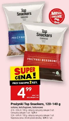 Prażynki solone, ketchupowe, bekonowe Top Snackers promocja w Twój Market