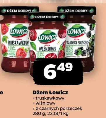 Dżem Łowicz truskawkowy, wiśniowy, z czarnych porzeczek promocja w Netto