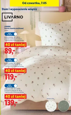 Pościel z bawełny muślinowej Livarno poszwa na kołdrę 160x200cm 2 poszewki na poduszki 70x80cm promocja w Lidl
