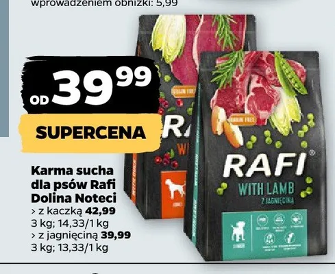 Karma sucha dla psów Rafi Dolina Noteci z kaczką promocja w Netto