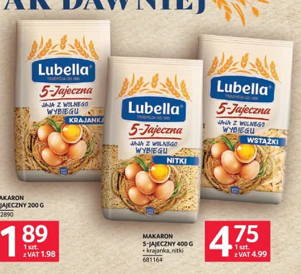 Makaron 5-jajeczny Wstążki Lubella promocja w Selgros