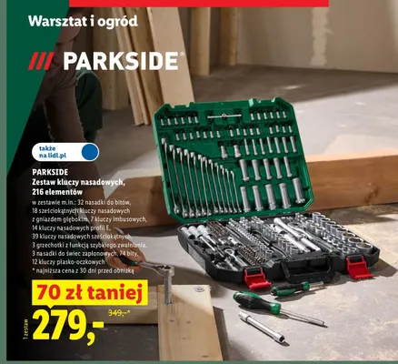 Zestaw kluczy nasadowych Parkside 216 elementów promocja w Lidl