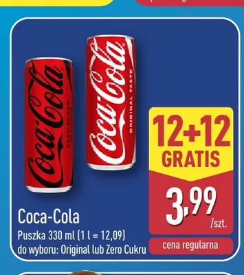 Napój gazowany Coca-Cola Zero Cukru promocja w Aldi