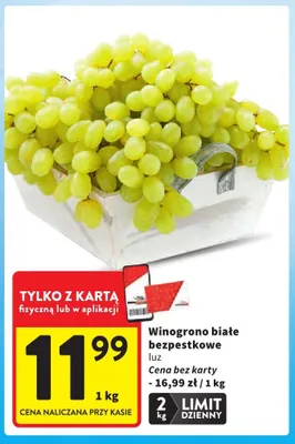 Winogrono białe bezpestkowe luz promocja w Intermarche