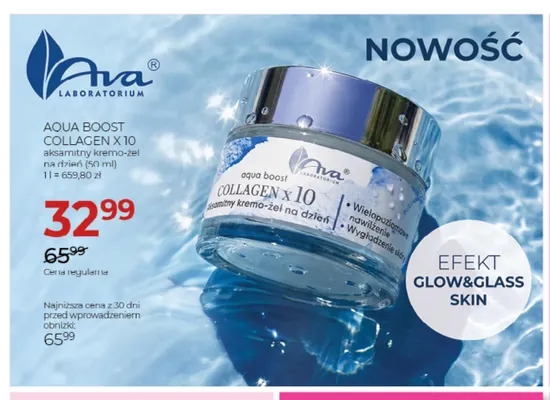 Aqua Boost Collagen x 10 aksamitny kremo-żel na dzień Ava Laboratorium promocja w Drogerie Jawa