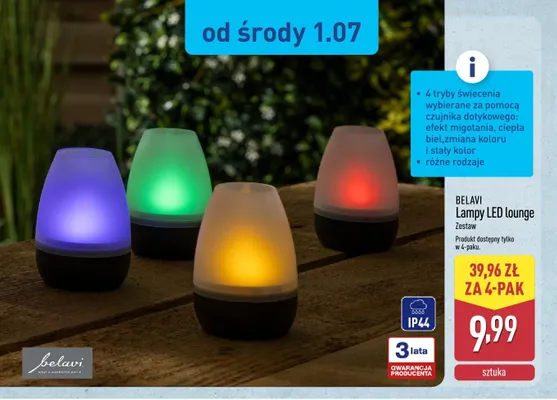 Lampy LED Lounge Belavi 4-pak promocja w Aldi