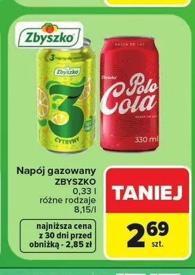 Napój gazowany Zbyszko 3 Cytryny promocja w Carrefour