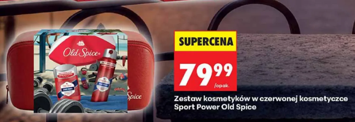 Zestaw kosmetyków w czerwonej kosmetyczce Sport Power Old Spice promocja w Biedronka