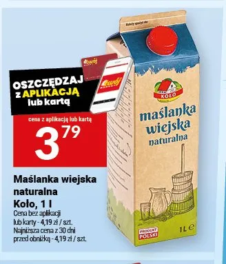 Maślanka wiejska naturalna Koło 1l promocja w Twój Market
