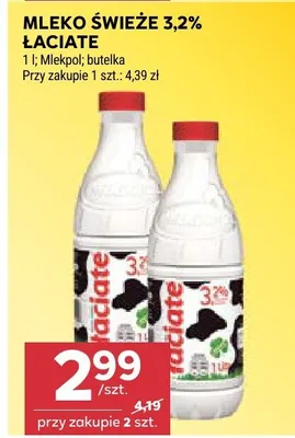 Mleko świeże 3,2% Łaciate promocja w Stokrotka