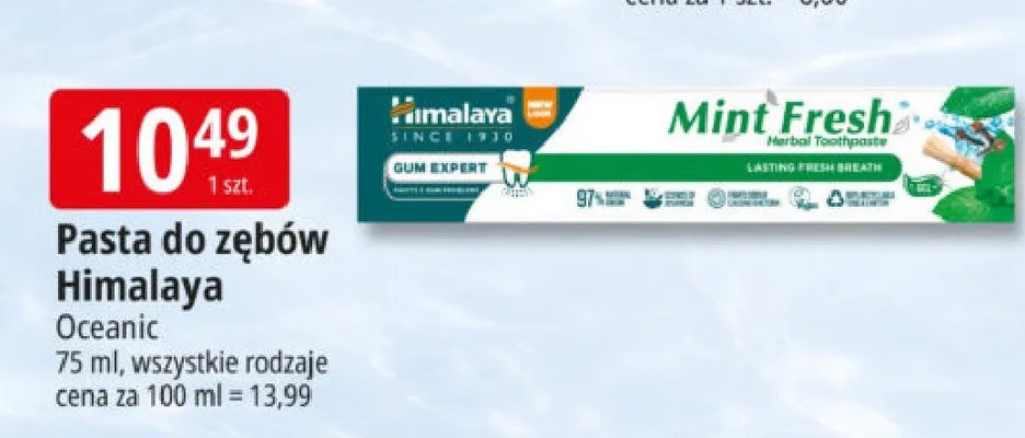 Pasta do zębów Himalaya Mint Fresh Gum Expert promocja w Leclerc
