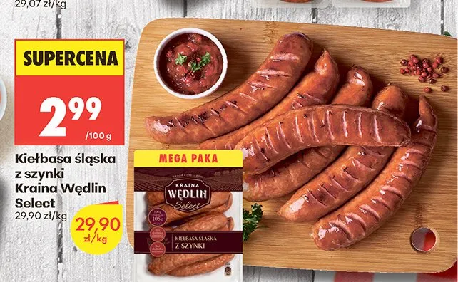 Kiełbasa śląska z szynki Kraina Wędlin Select promocja w Biedronka