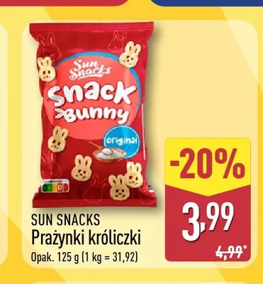 Prażynki króliczki Sun Snacks promocja w Aldi