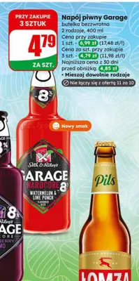 Napój piwny Garage butelka bezzwrotna promocja w Dino