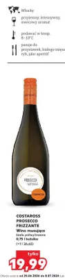 Wino musujące białe półwytrawne Costaross Prosecco Frizzante promocja w Kaufland