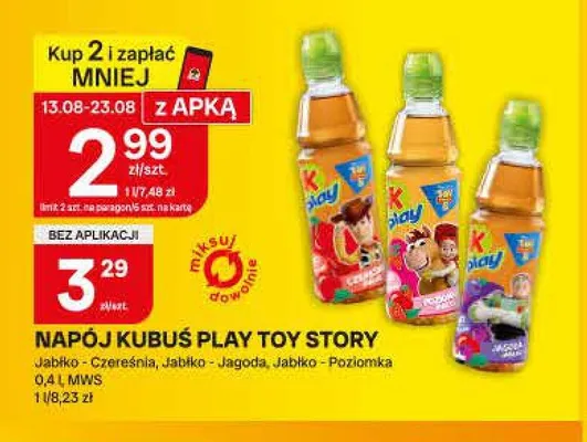 Napój Kubuś Play Toy Story Jabłko-Czereśnia promocja w Chorten