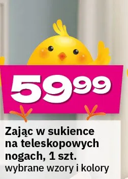 Zając w sukience na teleskopowych nogach, wybrane wzory i kolory promocja w Twój Market