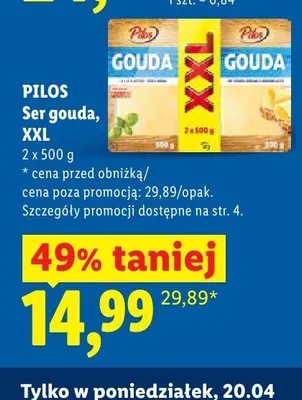 Ser gouda XXL Pilos promocja w Lidl