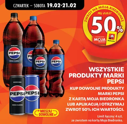Napój gazowany Pepsi - zwrot 50% promocja w Biedronka