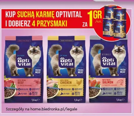 Karma sucha Optivital, różne rodzaje promocja w Biedronka