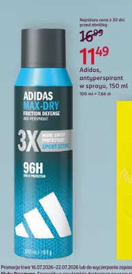 Antyperspirant w sprayu Adidas Max-Dry promocja w Rossmann