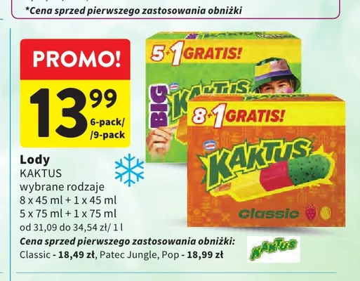Lody Kaktus Classic 9-pak promocja w Intermarche