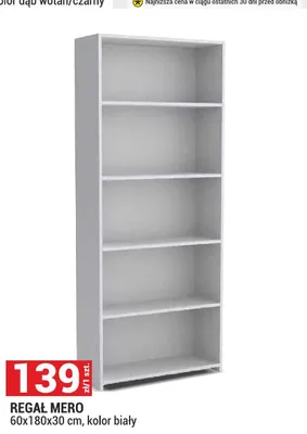 Regał Mero 60x180x30cm kolor biały promocja w Merkury Market