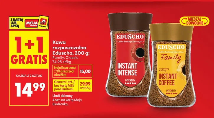 Kawa rozpuszczalna Eduscho Instant Intense promocja w Biedronka