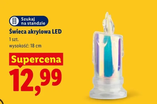 Świeca akrylowa LED promocja w Lidl
