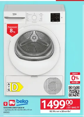 Suszarka BM3T3820W Beko promocja w Selgros