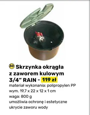 Skrzynka okrągła z zaworem kulowym 3/4" RAIN promocja w Bricomarche