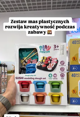 Zestaw mas plastycznych Play Creative Sushi modeling dough set 6 kolorów 16 foremek promocja w Pepco