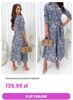 Sukienka koszulowa granatowa ModnaKiecka.pl promocja w Modna Kiecka