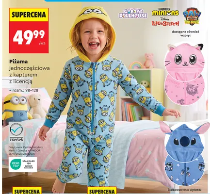 Piżama jednoczęściowa z kapturem z licencją promocja w Biedronka