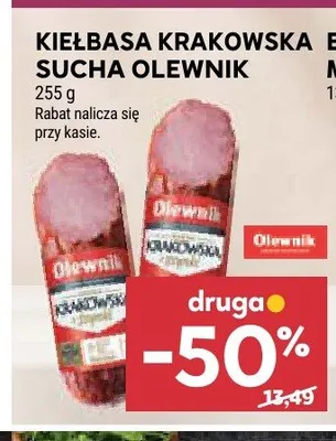 Kiełbasa krakowska sucha Olewnik promocja w Stokrotka