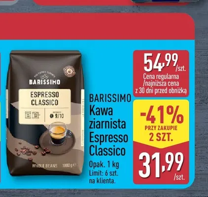 Kawa ziarnista Espresso Classico Barissimo promocja w Aldi