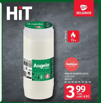 Wkład olejowy Bolsius Angela promocja w Selgros