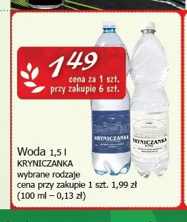 Woda niegazowana Kryniczanka promocja w CEZAR Delikatesy