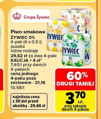 Piwo bezalkoholowe smakowe Żywiec Tropical 4-pak promocja w Carrefour
